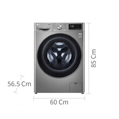  LG Washer Capacity 8 kg, 14 Programs, Inverter Direct Drive AI Motor, Dark Stainless. 