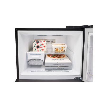  إل جي ثلاجة سعة 493 لتر، ماتور انفرتر موفر للكهرباء، زجاج أسود. 