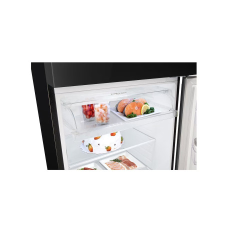  إل جي ثلاجة سعة 493 لتر، ماتور انفرتر موفر للكهرباء، زجاج أسود. 