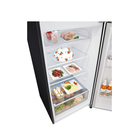  إل جي ثلاجة سعة 493 لتر، ماتور انفرتر موفر للكهرباء، زجاج أسود. 