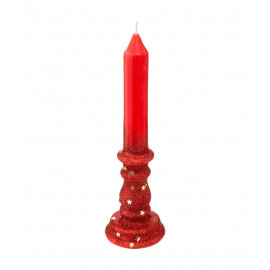 Feeric  Candle Stick 20cm Glitter Red Color  