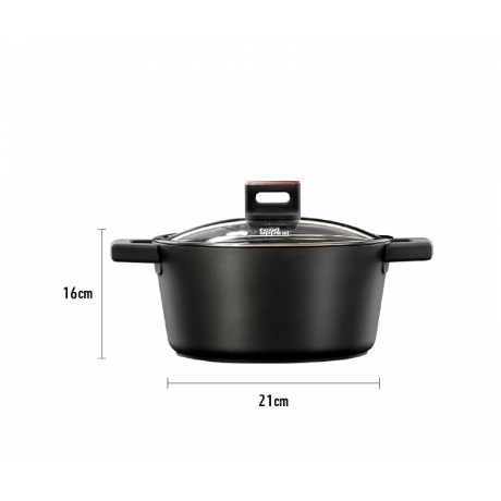 طنجرة طبخ حجم 20 سم سعة 2.6 لتر سلسلة Elite لون أسود من Food Appeal 