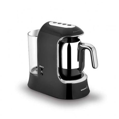  Korkmaz Turkish Coffee Machine 700W, with Water Tank 1.2 Liter, Prepare up to 4 Cups, Black/Chrome Color. 