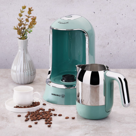  Korkmaz Turkish Coffee Machine 400W ,Prepare up to 4 Cups, Turquoise Color. 