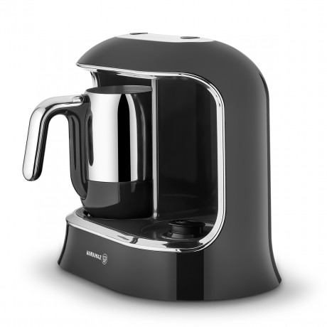  Korkmaz Turkish Coffee Machine Twin 800W, Prepare up to 8 Cups, Black/Chrome Color. 